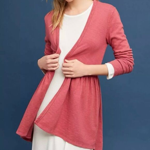 Anthropologie T.La Beira 100% Cotton Red Open Front Cardigan Size Extra Small - Picture 7 of 7